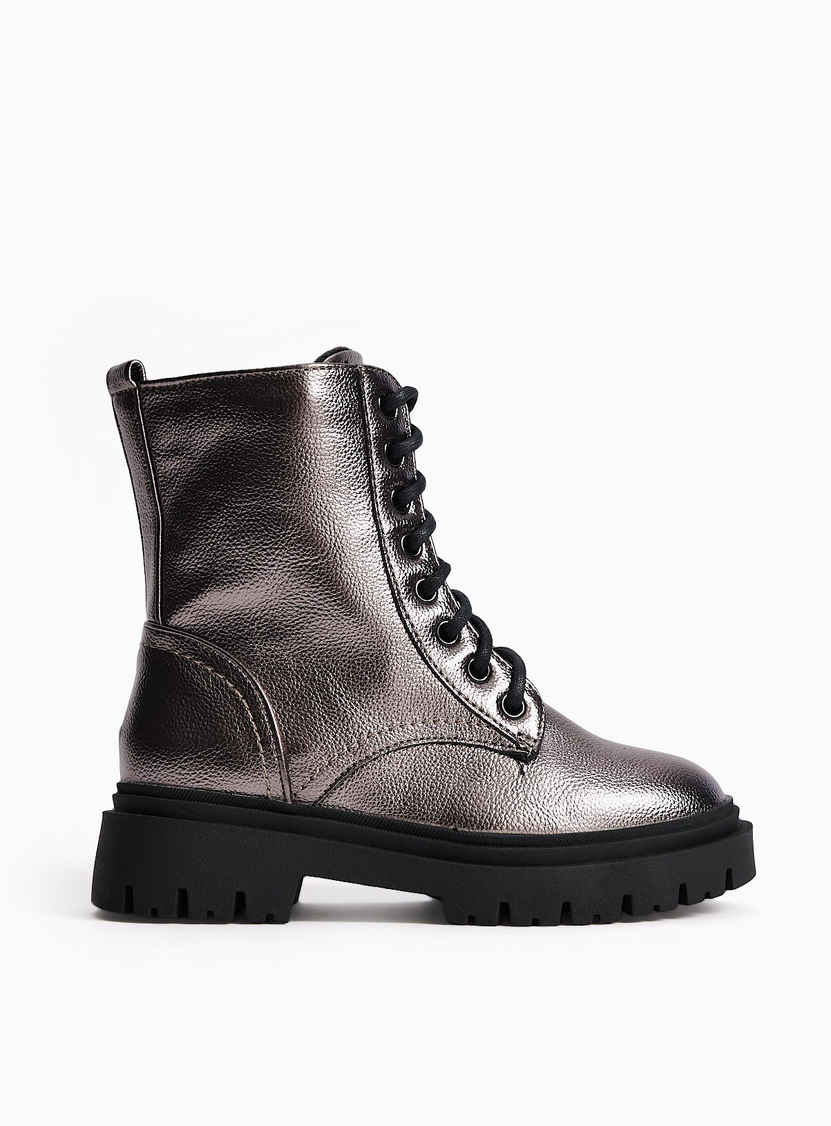 Silver Metallic Lace Up Boots 12 Infant - Image 2 thumbnail