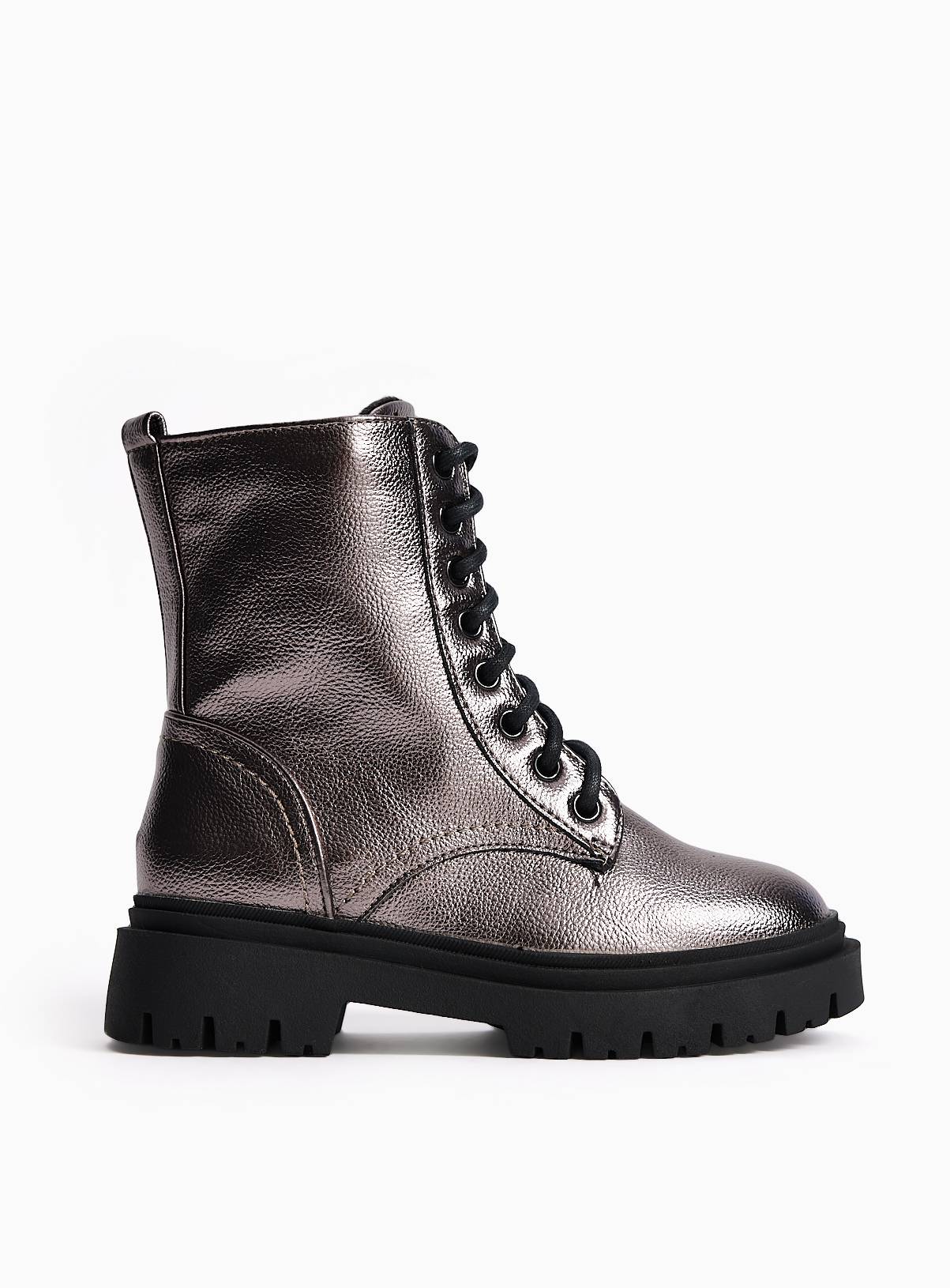 Silver Metallic Lace Up Boots 12 Infant - Image 2