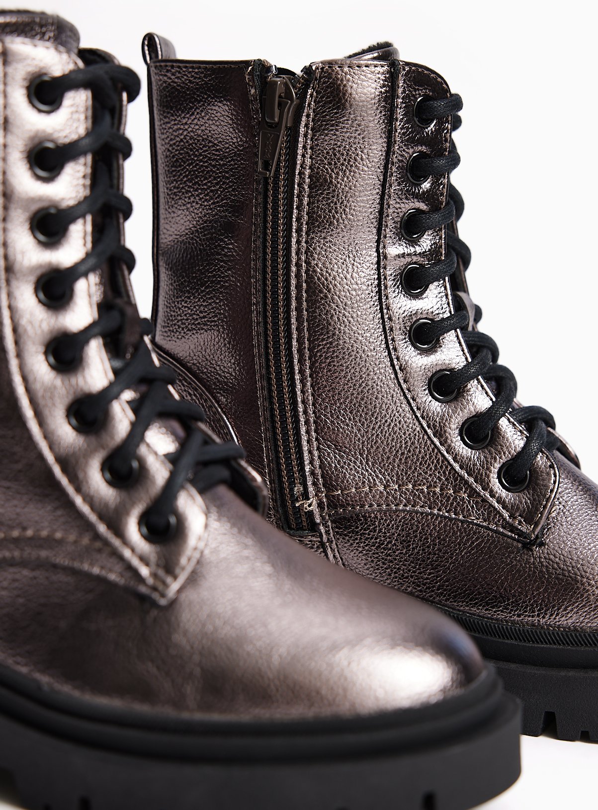 Silver Metallic Lace Up Boots 12 Infant - Image 3 thumbnail