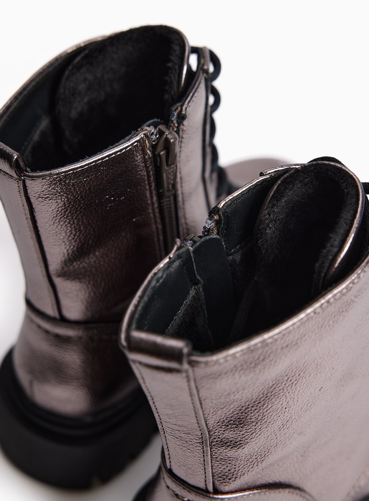 Silver Metallic Lace Up Boots 12 Infant - Image 4 thumbnail