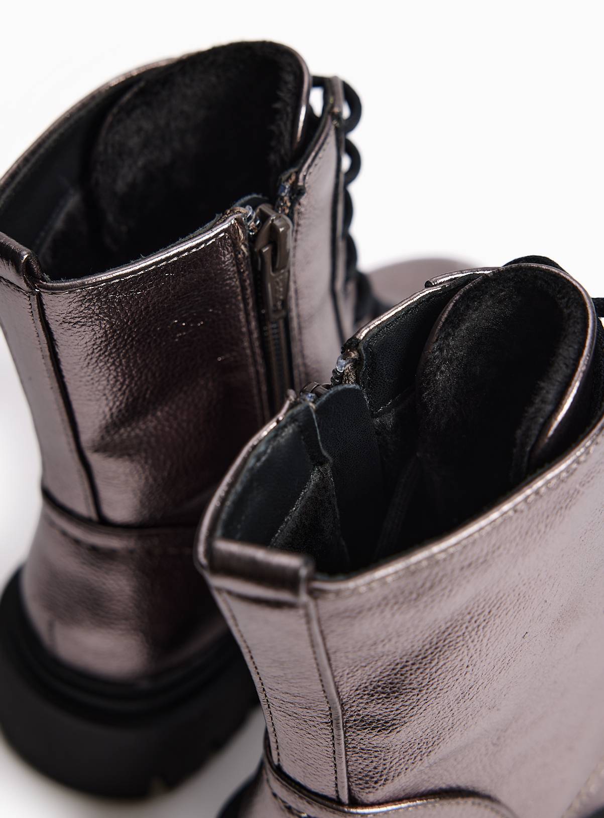 Silver Metallic Lace Up Boots 12 Infant - Image 4