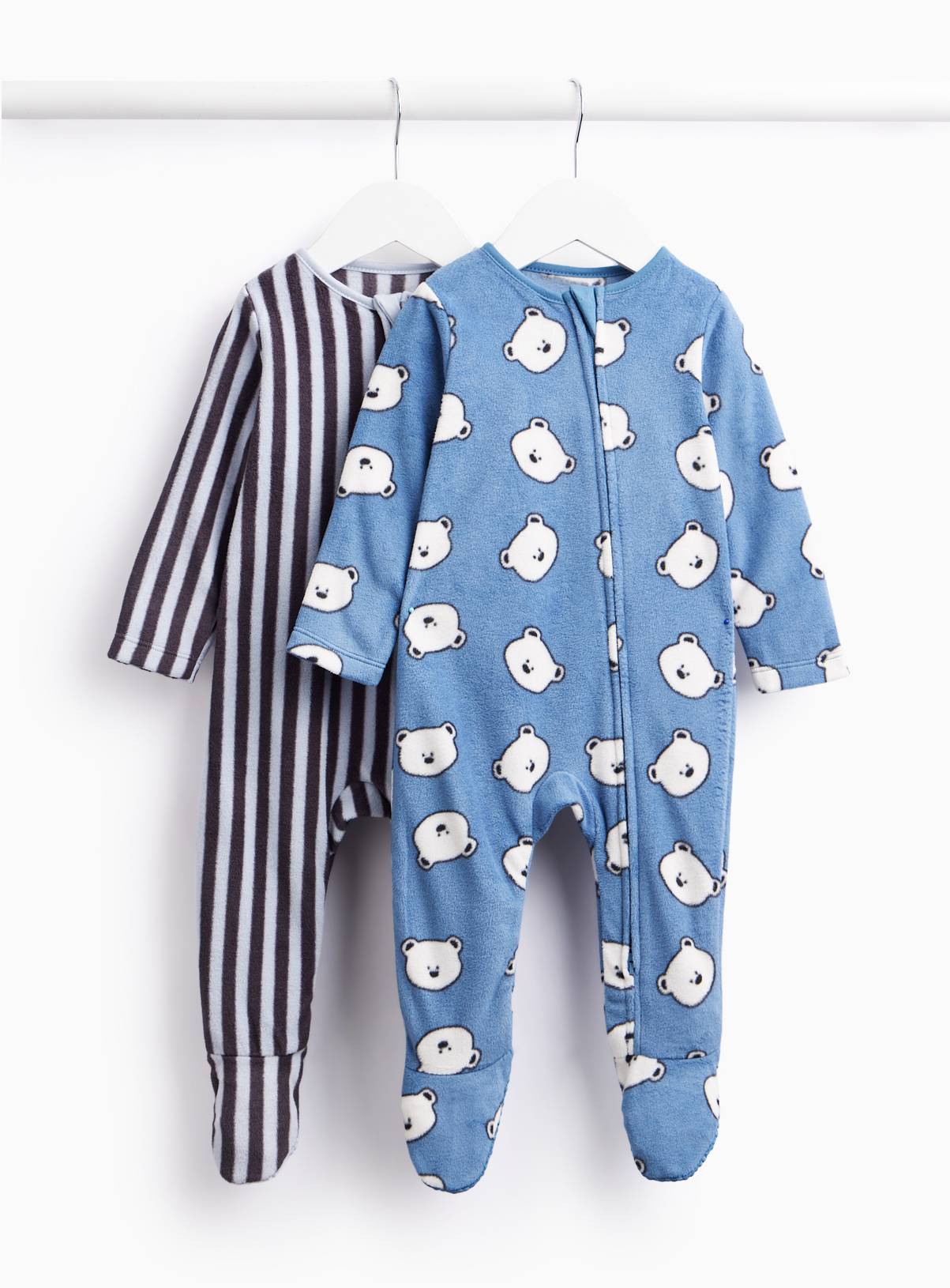 Blue Microfleece Sleepsuits 2-Pack Newborn - Image 1