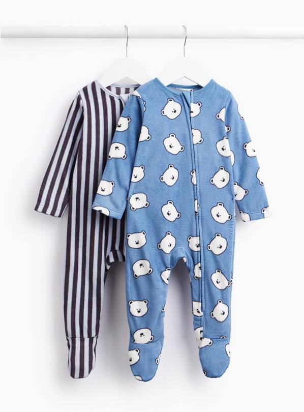 Blue Microfleece Sleepsuits 2-Pack 6-9 months
