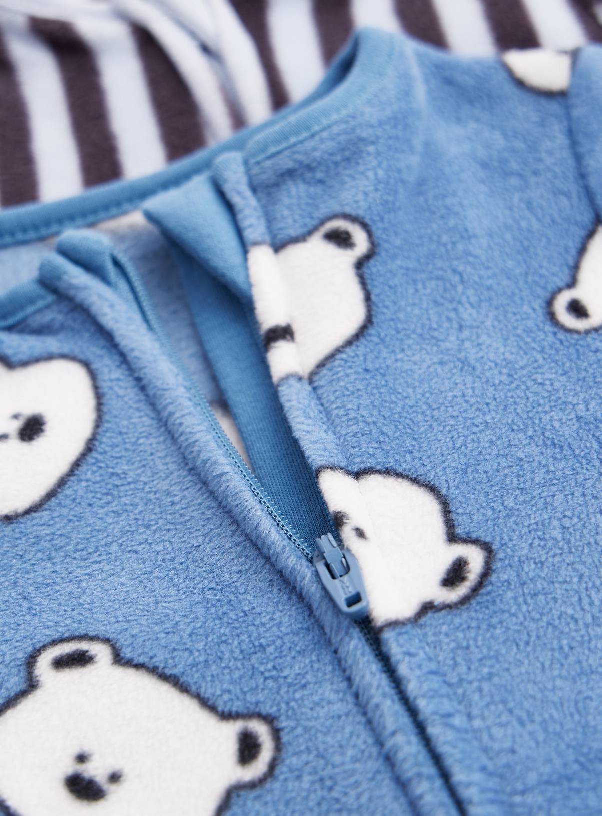 Blue Microfleece Sleepsuits 2-Pack Up to 3 mths - Image 2