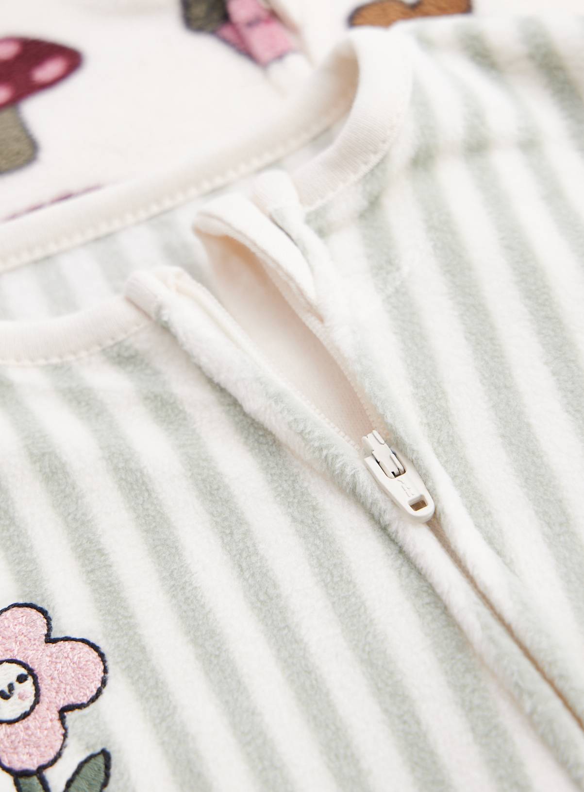 Cream Woodland Print Micro Fleece Sleepsuits 2-Pack 6-9 months - Image 2