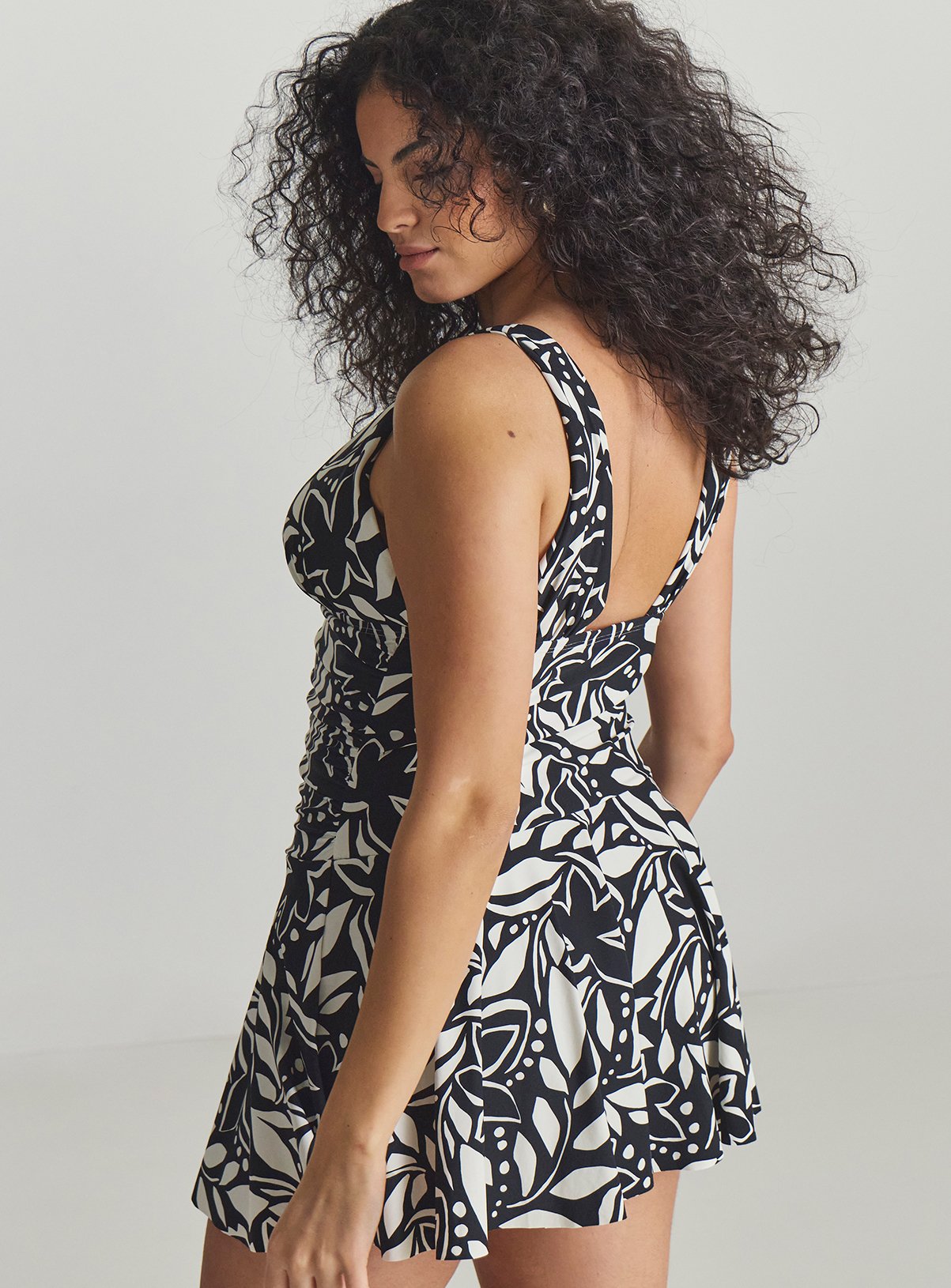 SIMPLY BE Magisculpt Lose Up To An Inch Tummy Control Swimdress Black Floral 26 - Image 2 thumbnail