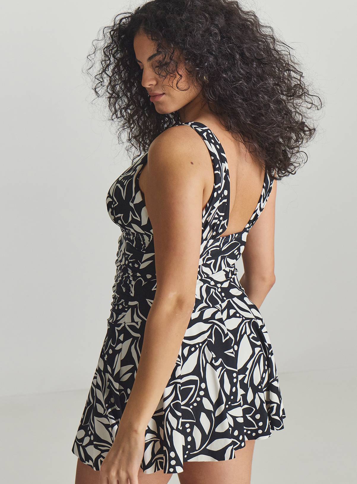 SIMPLY BE Magisculpt Lose Up To An Inch Tummy Control Swimdress Black Floral 26 - Image 2