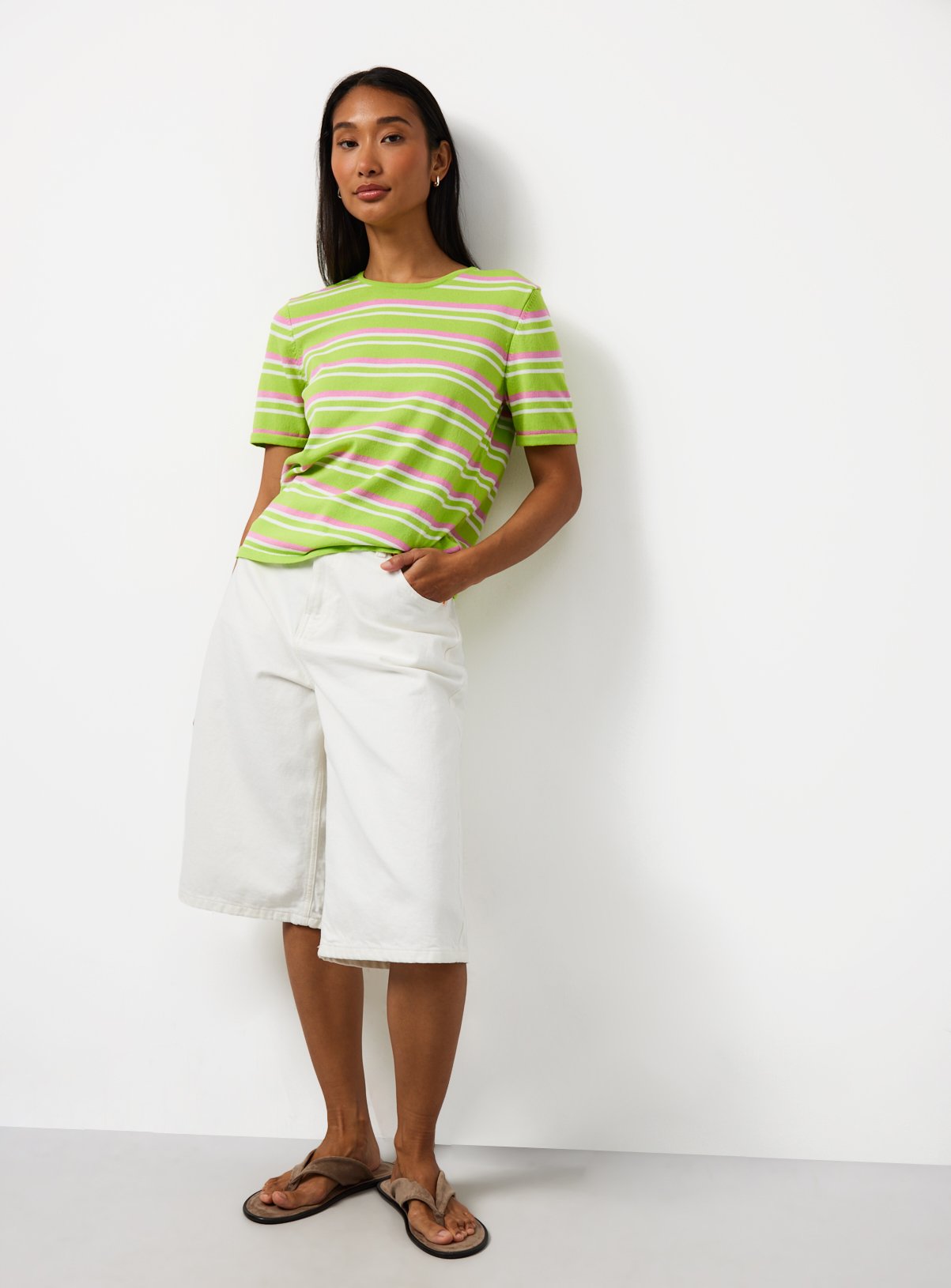 Green Stripe T-Shirt L - Image 2 thumbnail