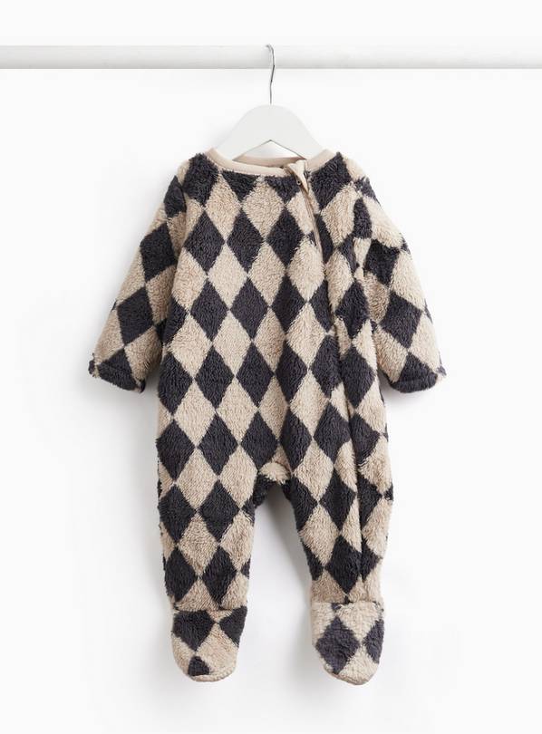 Fluffy Fleece Harlequin Zip Sleepsuit 9-12 months