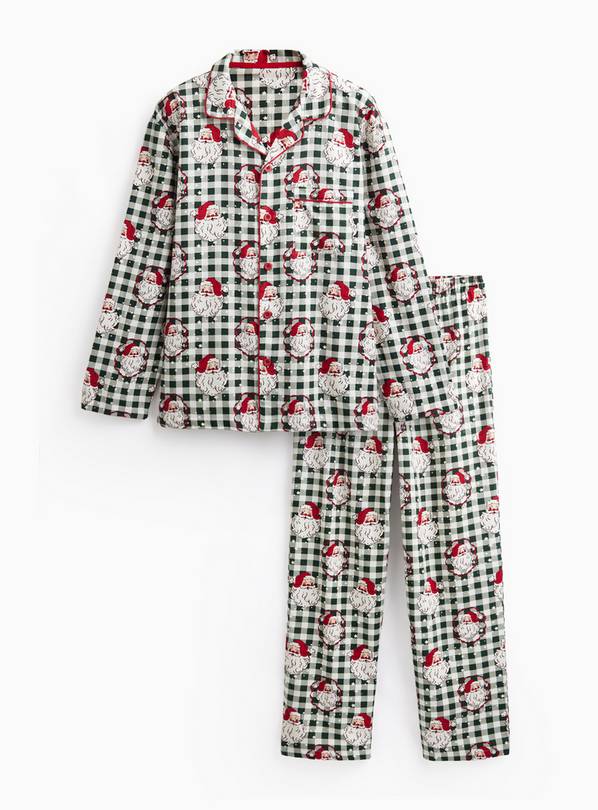 Family Matching Men's Christmas Santa Heads Check Traditional Pyjamas XS