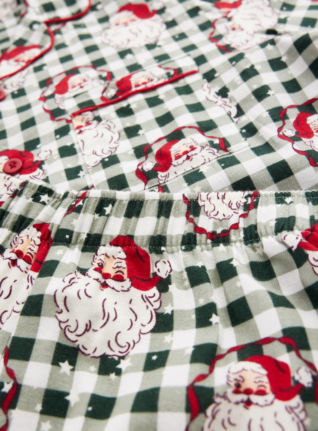 Family Matching Men's Christmas Santa Heads Check Traditional Pyjamas S - Image 2 thumbnail