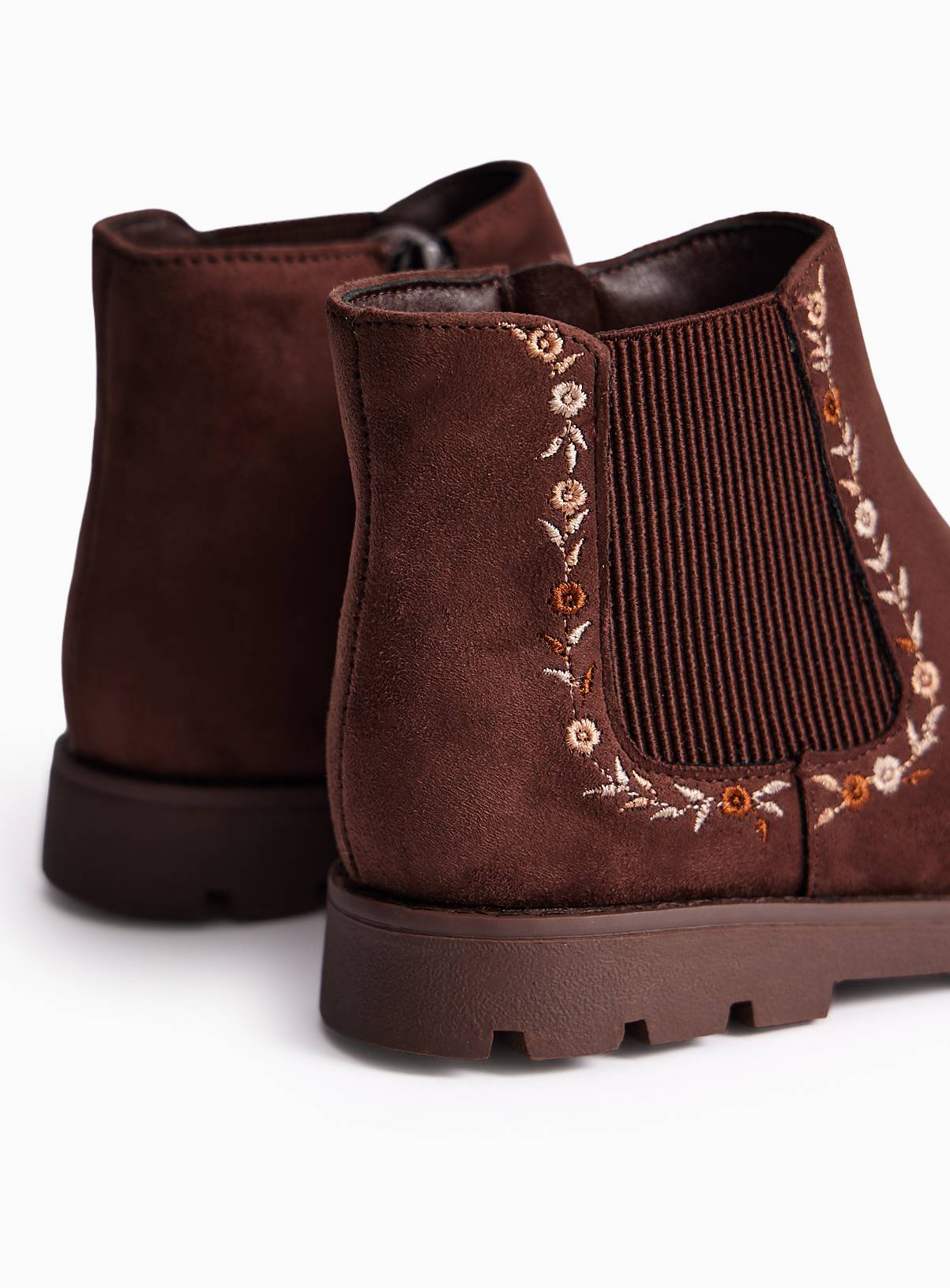 Brown Floral Embroidered Chelsea Boots 7 Infant - Image 4