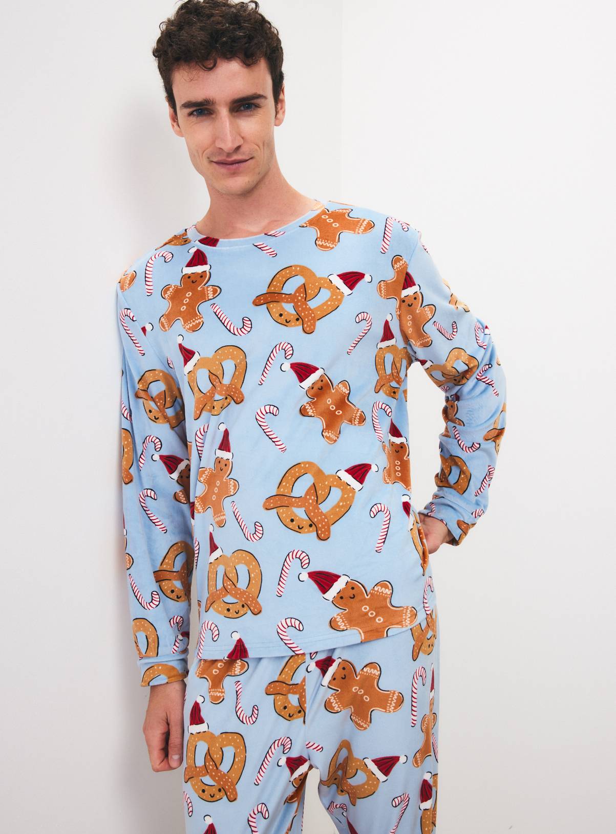 Family Matching Christmas Blue Slinky Pretzel Pyjama Set  XL - Image 2
