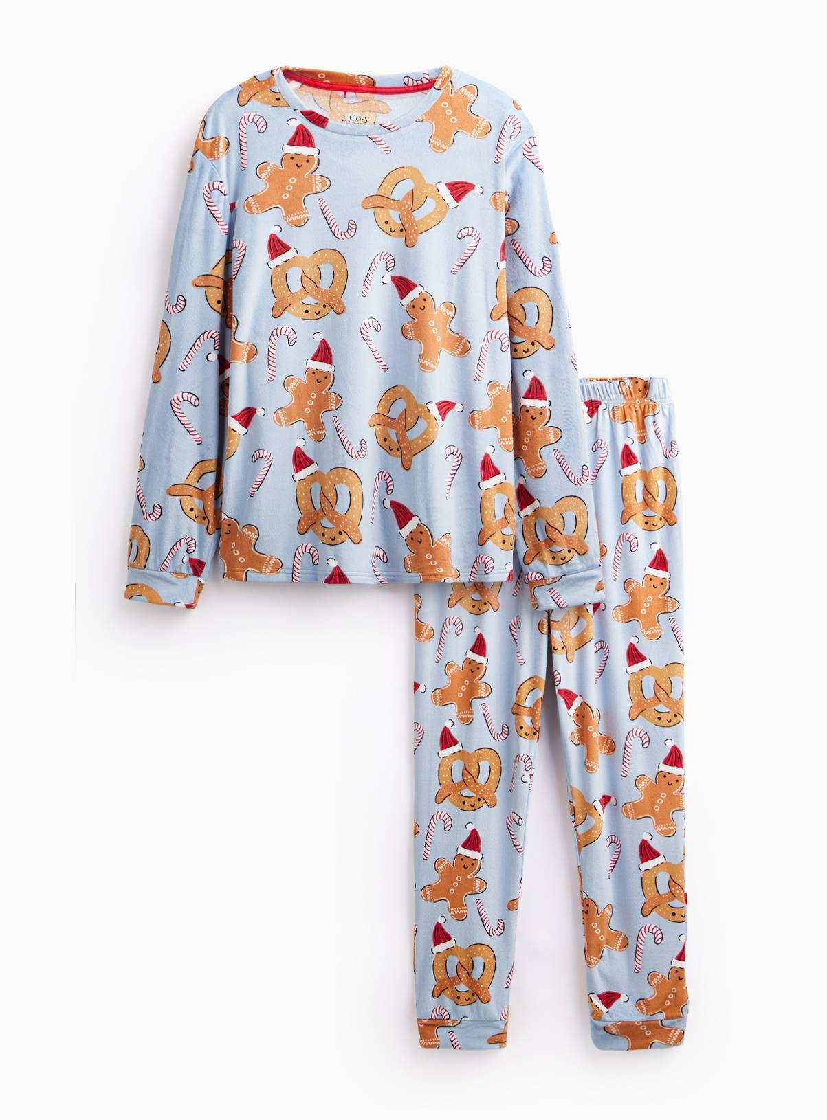 Family Matching Christmas Blue Slinky Pretzel Pyjama Set  XL - Image 3