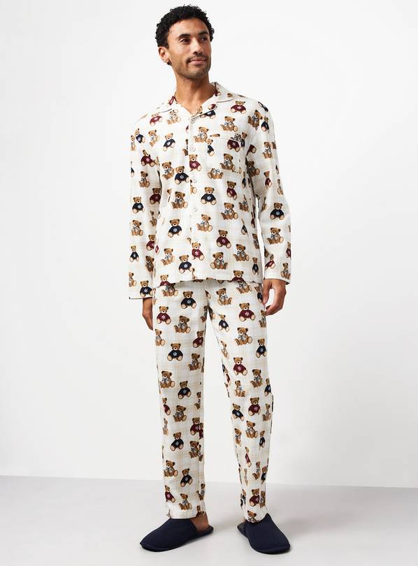 Bear Print Pyjama Top & Bottoms Set M
