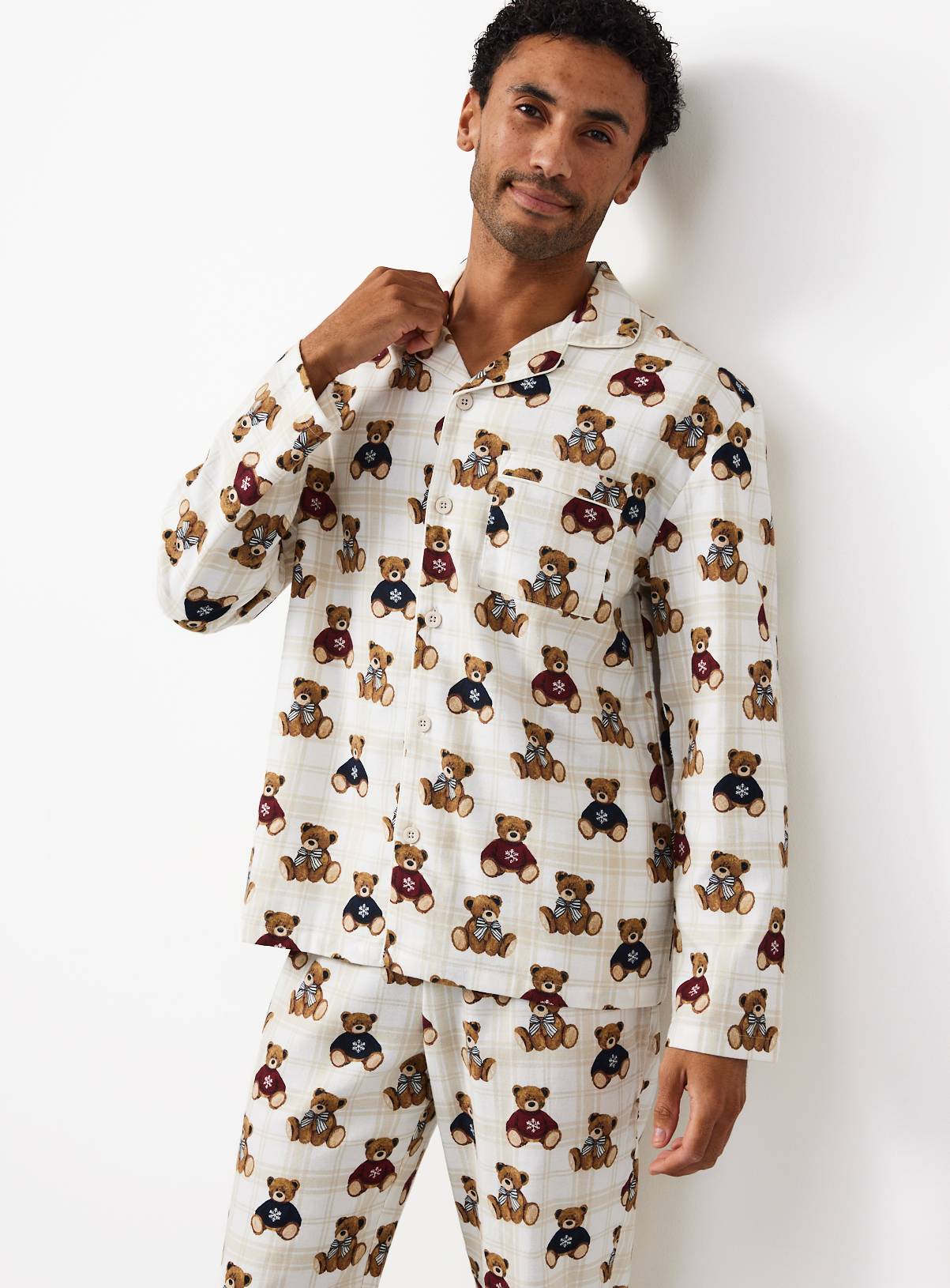 Family Matching Christmas Bear Check Traditional Pyjamas XXL - Image 2