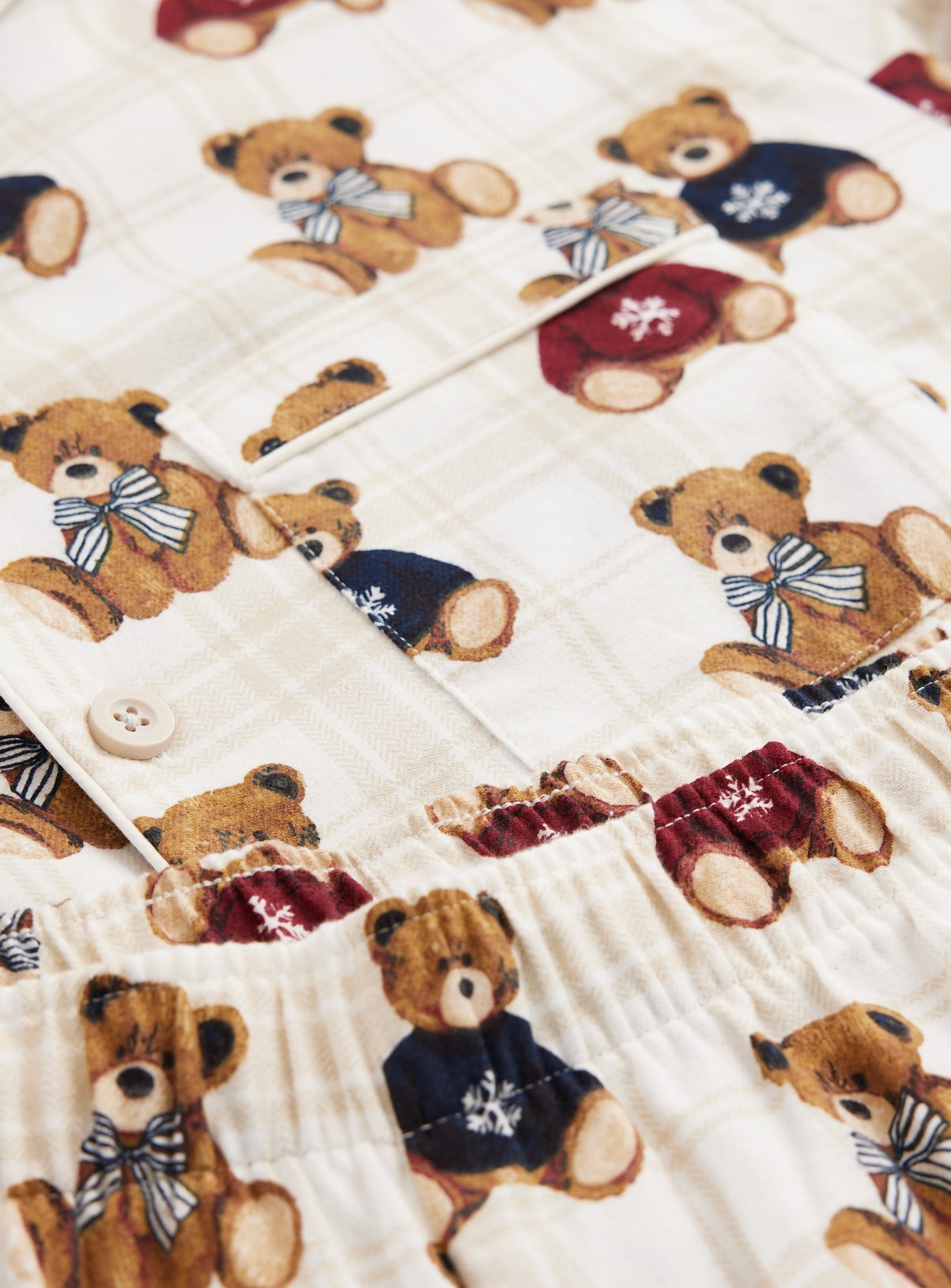Family Matching Christmas Bear Check Traditional Pyjamas XXL - Image 4 thumbnail