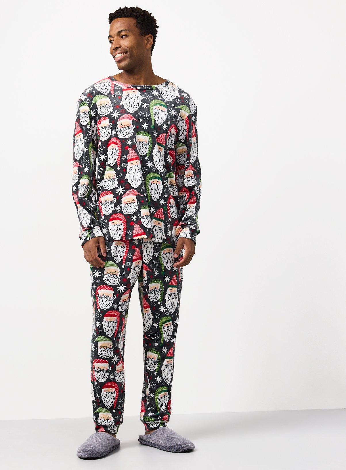Family Matching Christmas Santa Head Print Long-Sleeved Pyjamas XS - Image 2 thumbnail