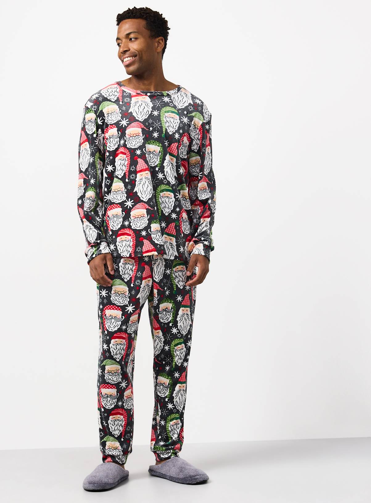 Family Matching Christmas Santa Head Print Long-Sleeved Pyjamas XS - Image 2