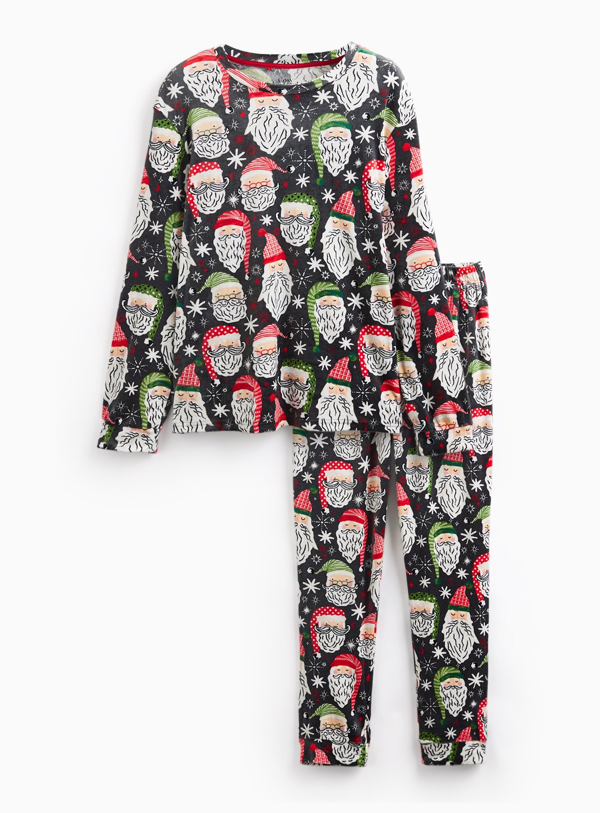 Family Matching Christmas Santa Head Print Long-Sleeved Pyjamas XS - Image 3 thumbnail