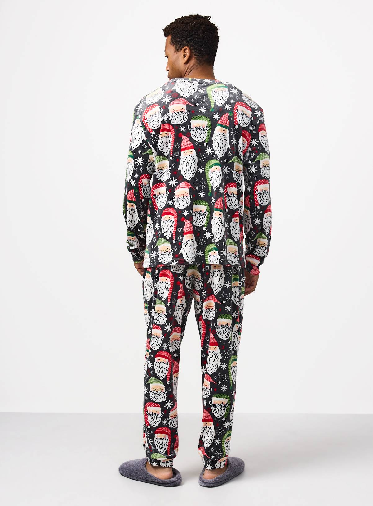 Family Matching Men's Christmas Santa Head Print Long-Sleeved Pyjamas M - Image 6