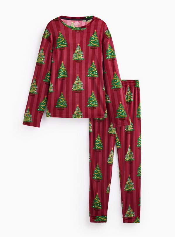 Plum Christmas Tree Pyjamas 2-Piece Set L