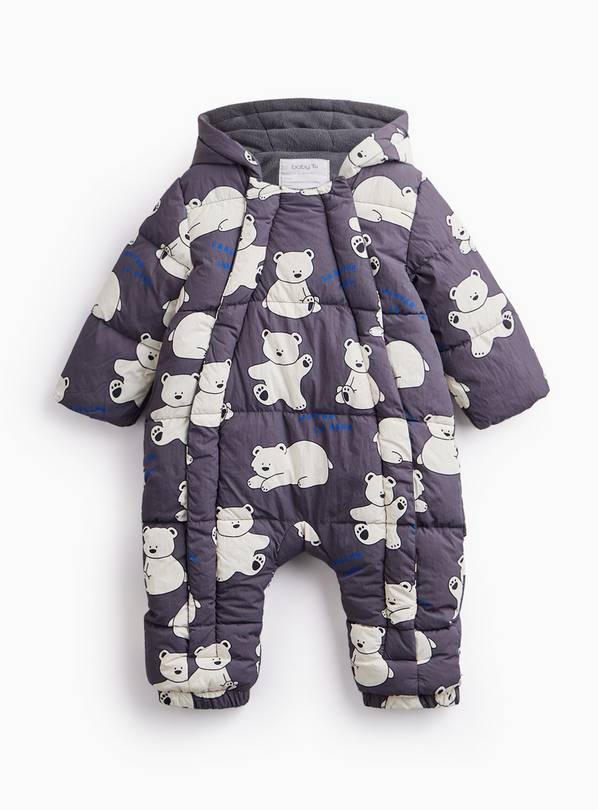 Charcoal Polar Bear Print Snowsuit 9-12 months