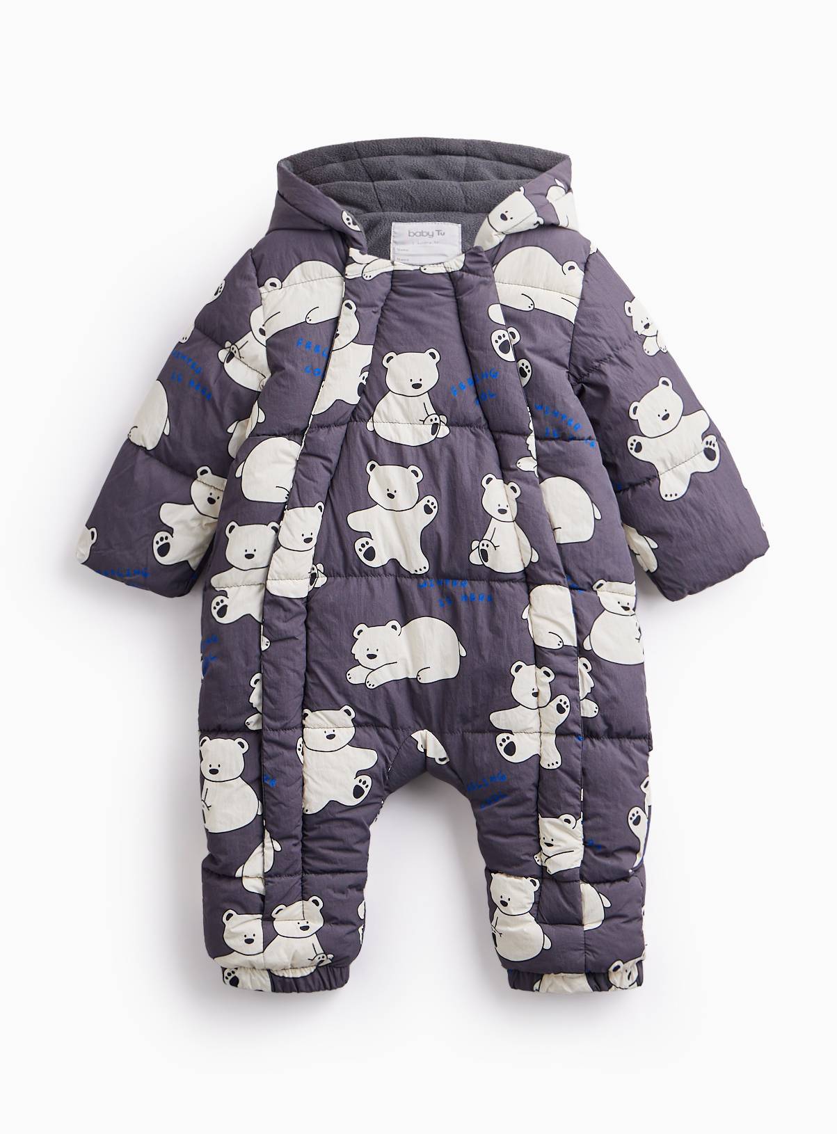 Charcoal Polar Bear Print Snowsuit 3-6 months - Image 1