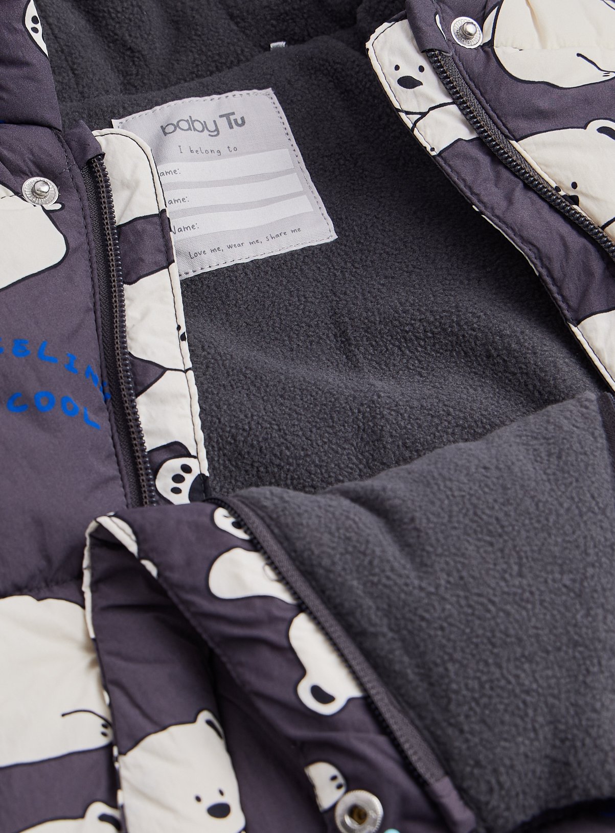 Charcoal Polar Bear Print Snowsuit 3-6 months - Image 2 thumbnail