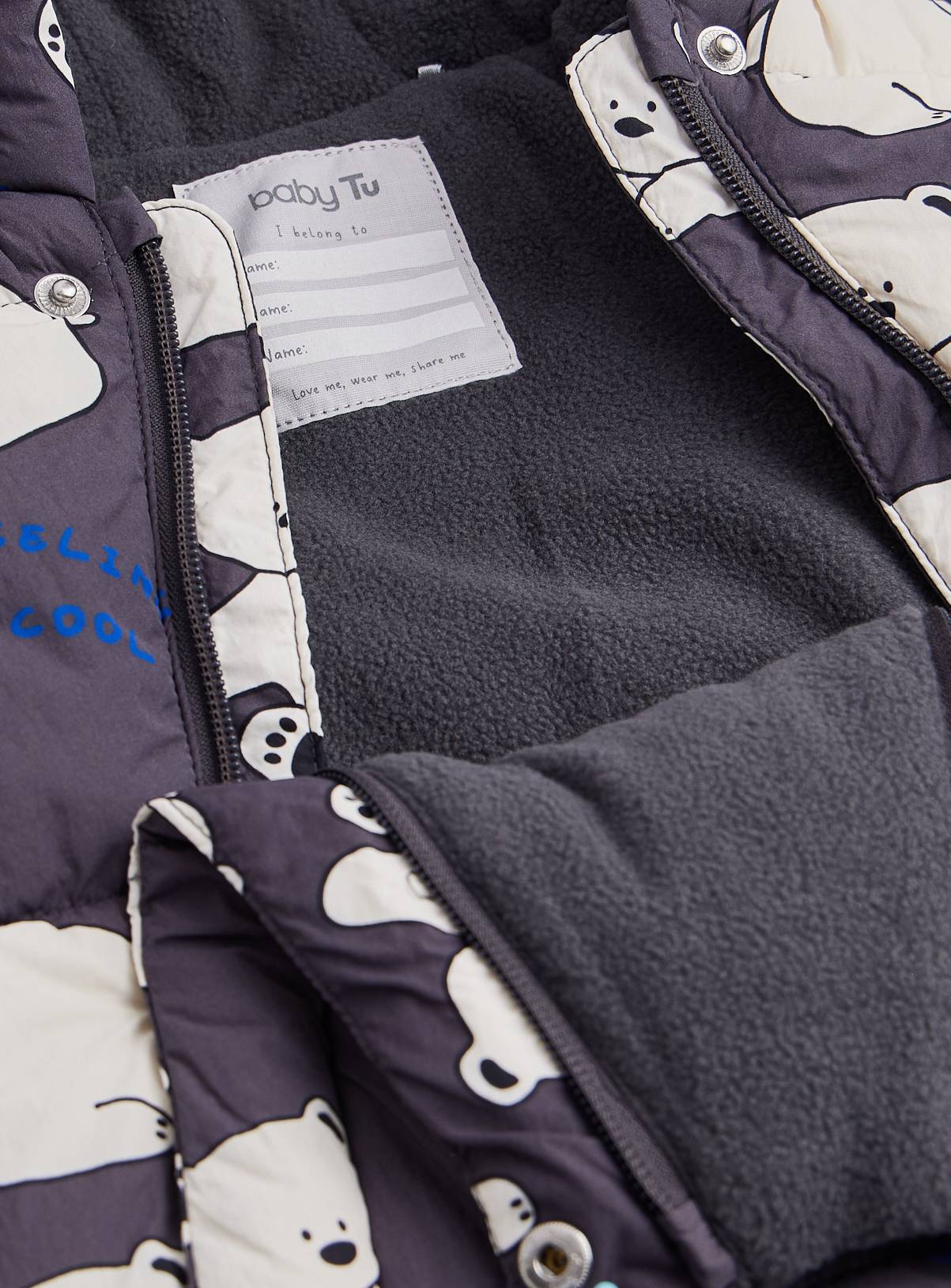 Charcoal Polar Bear Print Snowsuit 3-6 months - Image 2