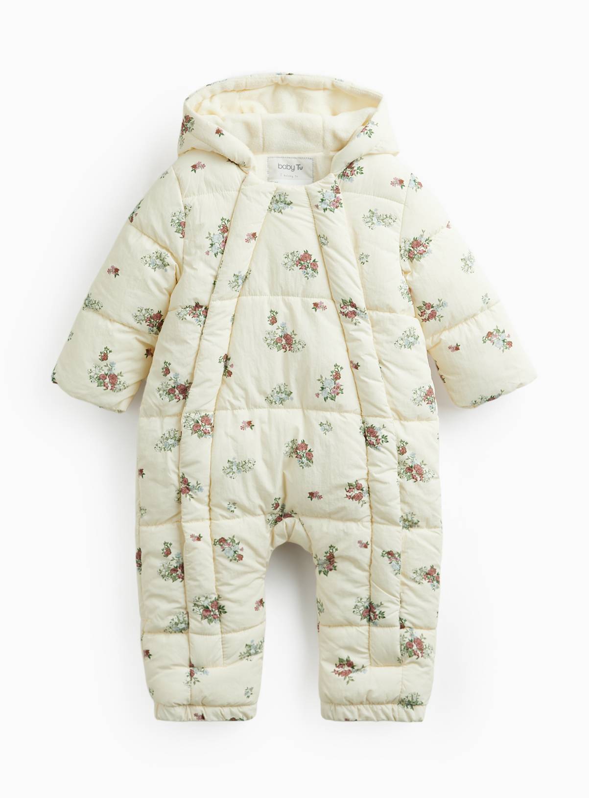 Cream Floral Snowsuit 3-6 months - Image 1