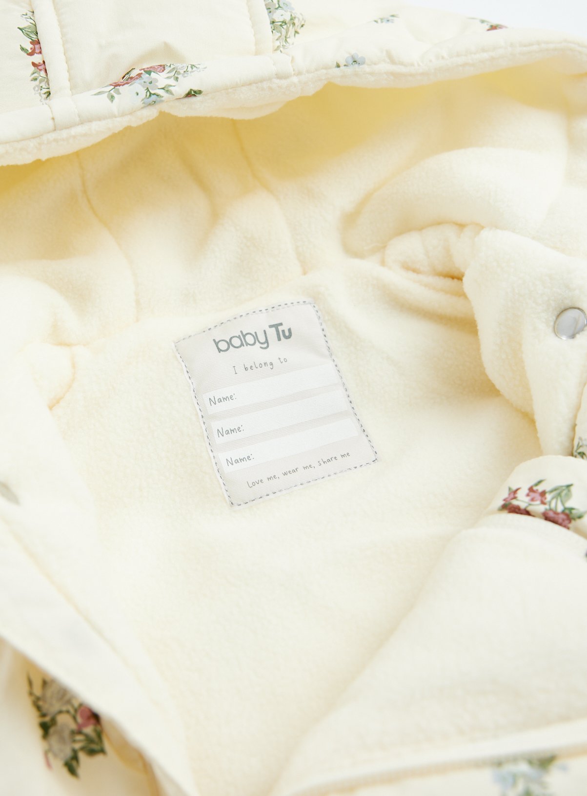 Cream Floral Snowsuit 3-6 months - Image 2 thumbnail