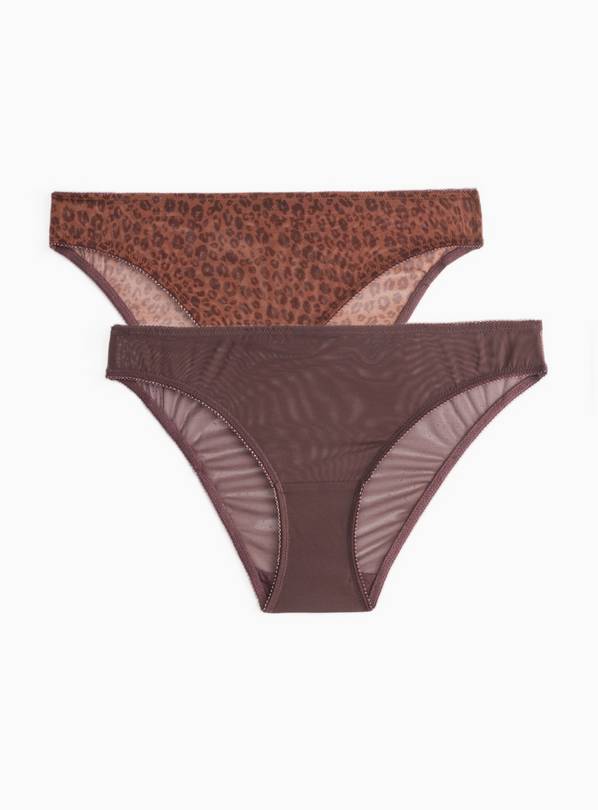 Brown Leopard Mesh Stripe Full Knickers 14