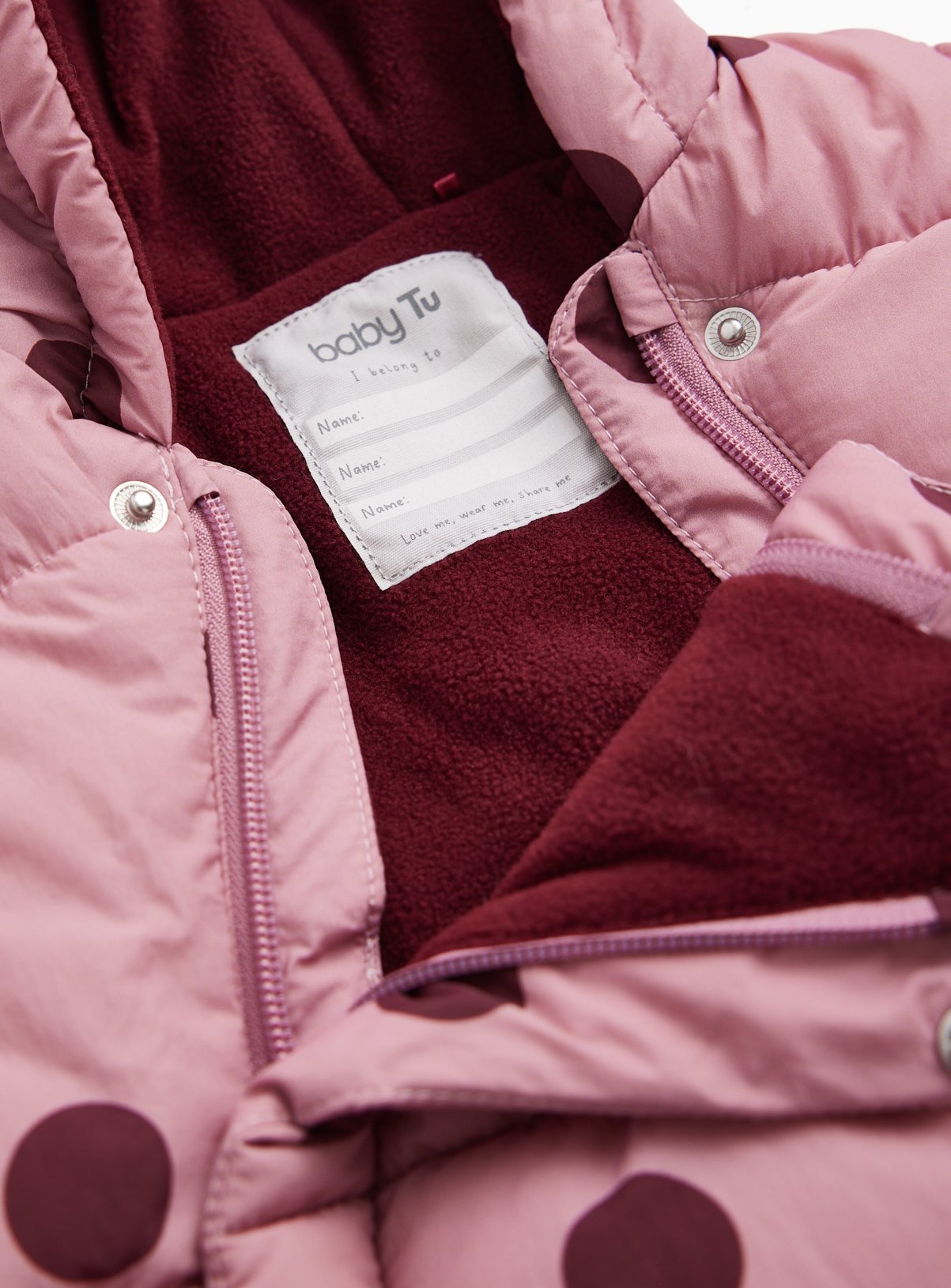 Polka Dot Padded Snowsuit 9-12 months - Image 2 thumbnail