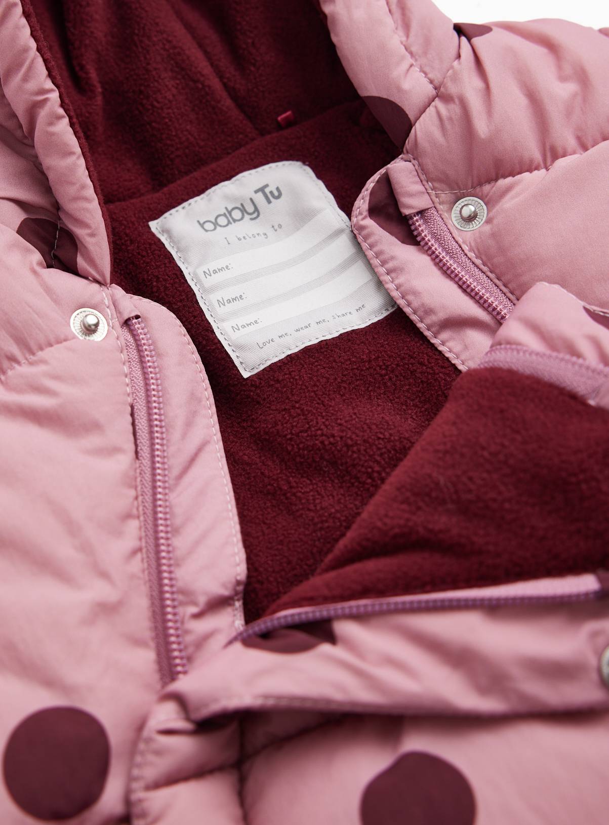 Polka Dot Padded Snowsuit 6-9 months - Image 2