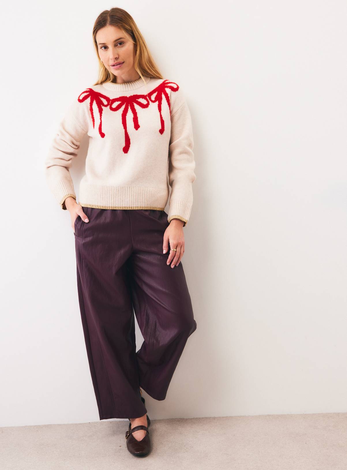 Mini Me Lurex Tipped Bow Crewneck Jumper XL - Image 2