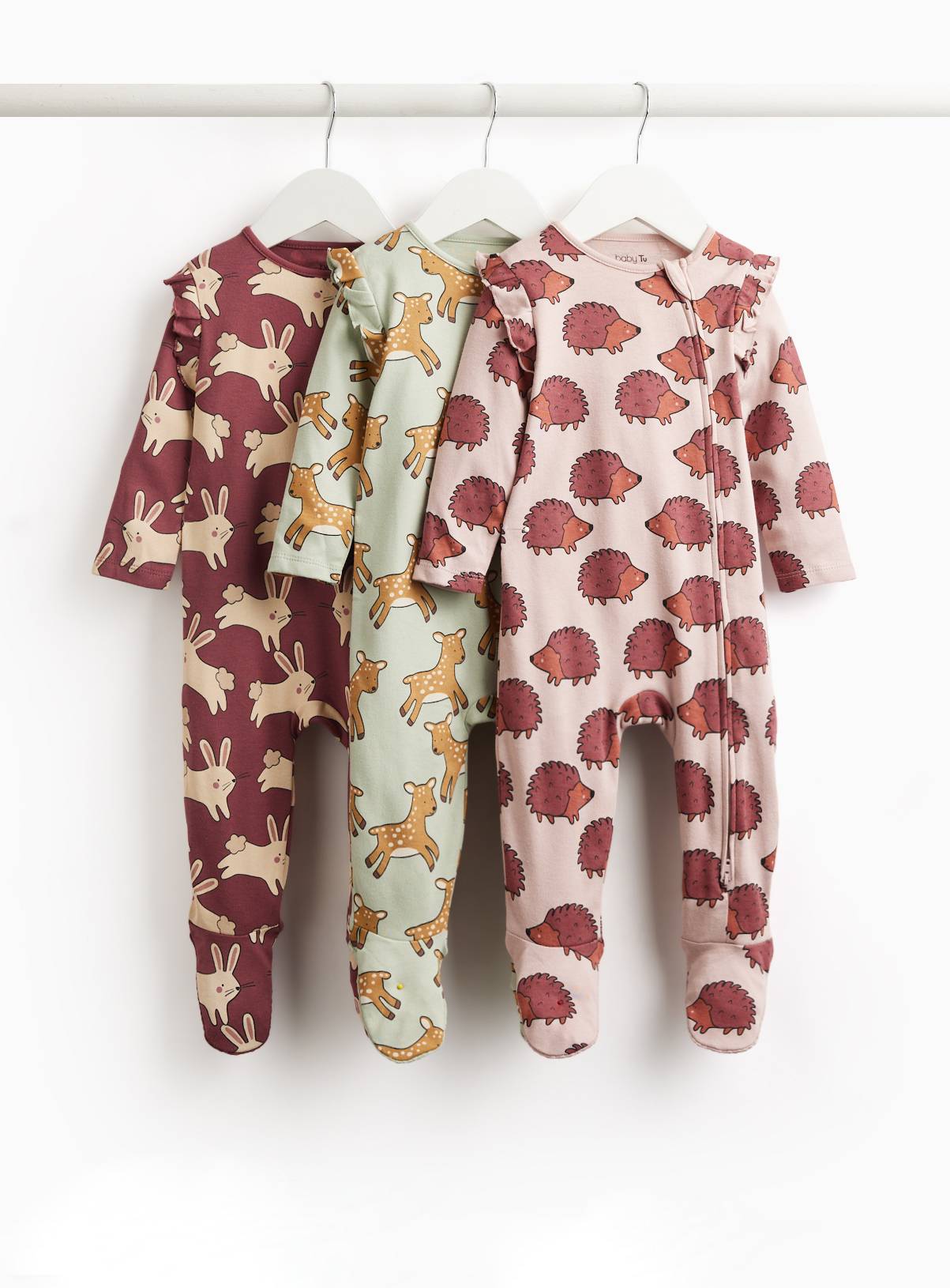 Blue & Red Animal Print Sleepsuits 3-Pack Up to 1 mth - Image 1