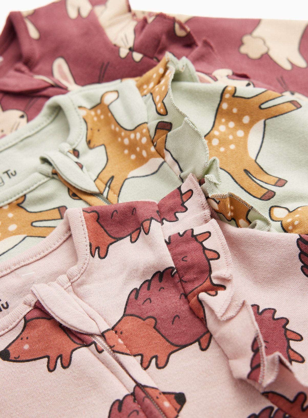 Blue & Red Animal Print Sleepsuits 3-Pack Up to 1 mth - Image 2 thumbnail