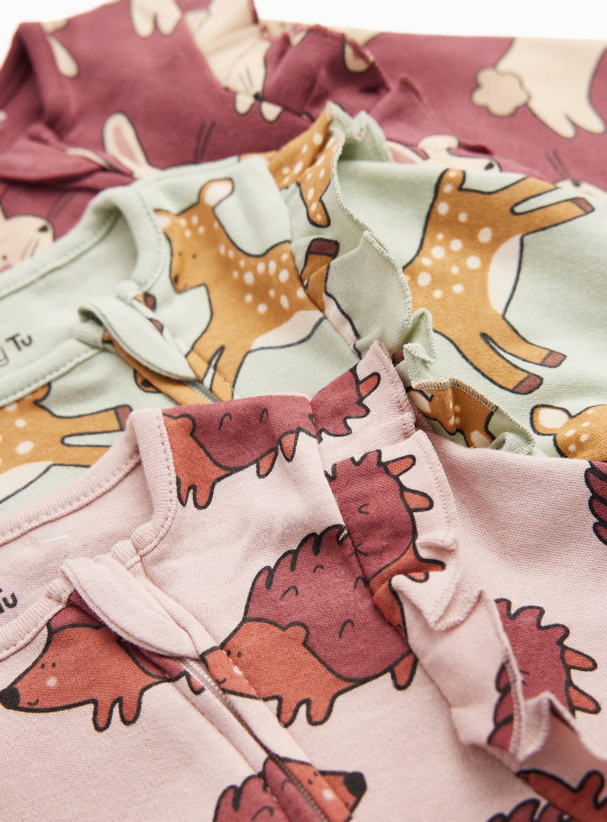 Blue & Red Animal Print Sleepsuits 3-Pack Up to 1 mth - Image 2