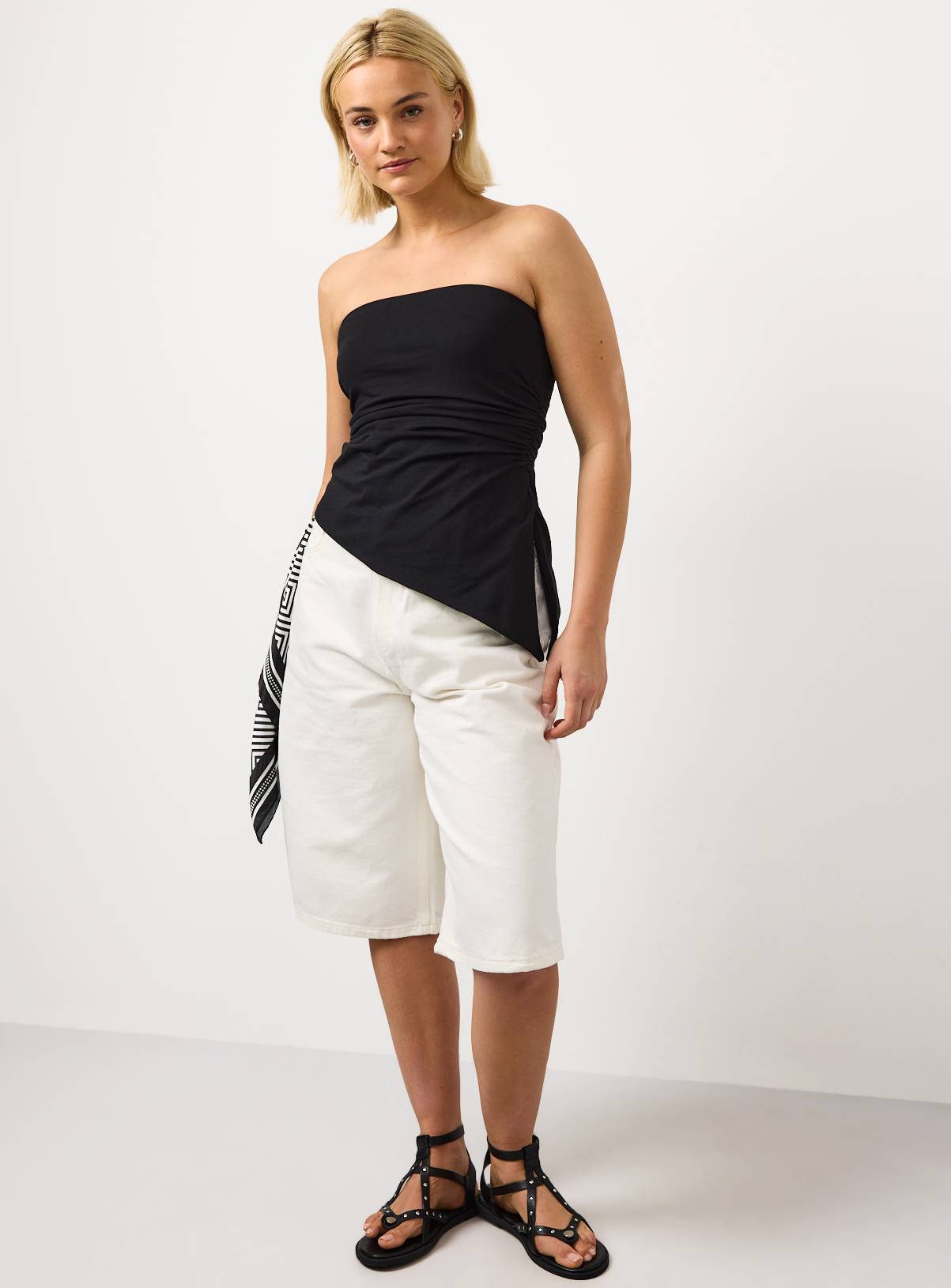 Black Asymmetric Double Lined Bandeau Top 12 - Image 2