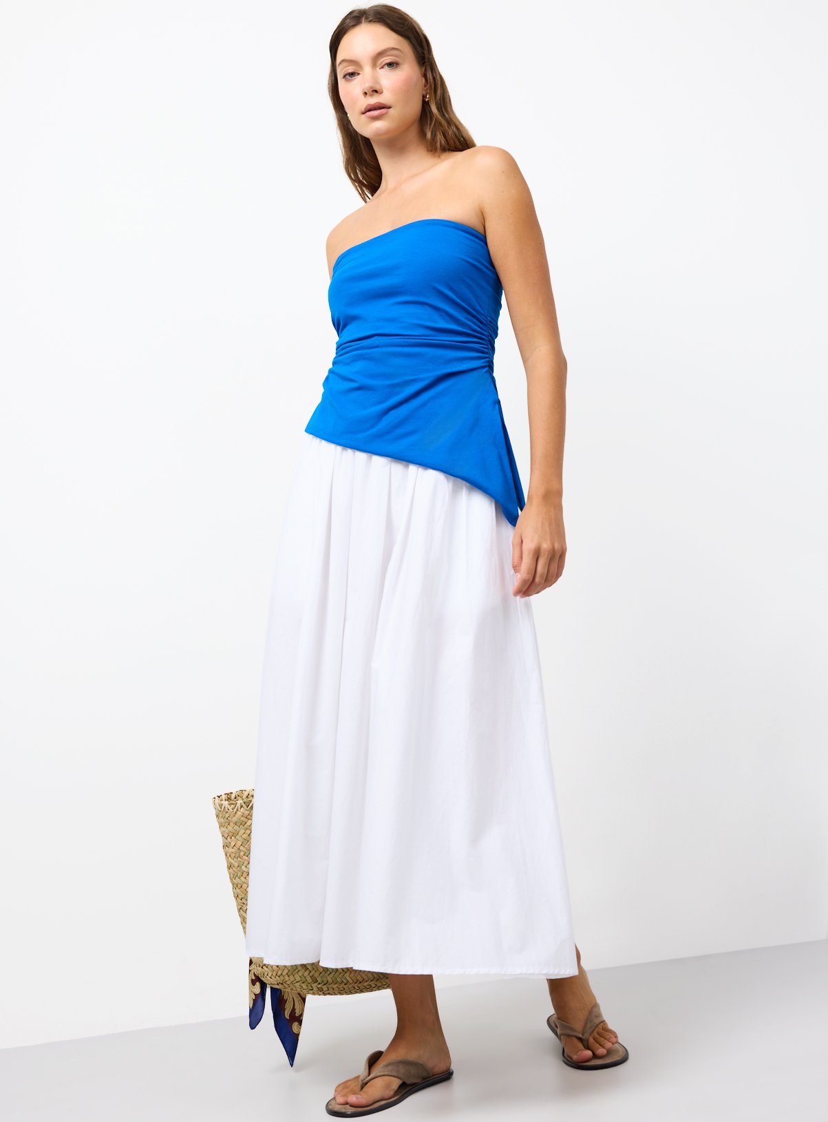 Blue Asymmetric Double Lined Bandeau Top 20 - Image 2 thumbnail