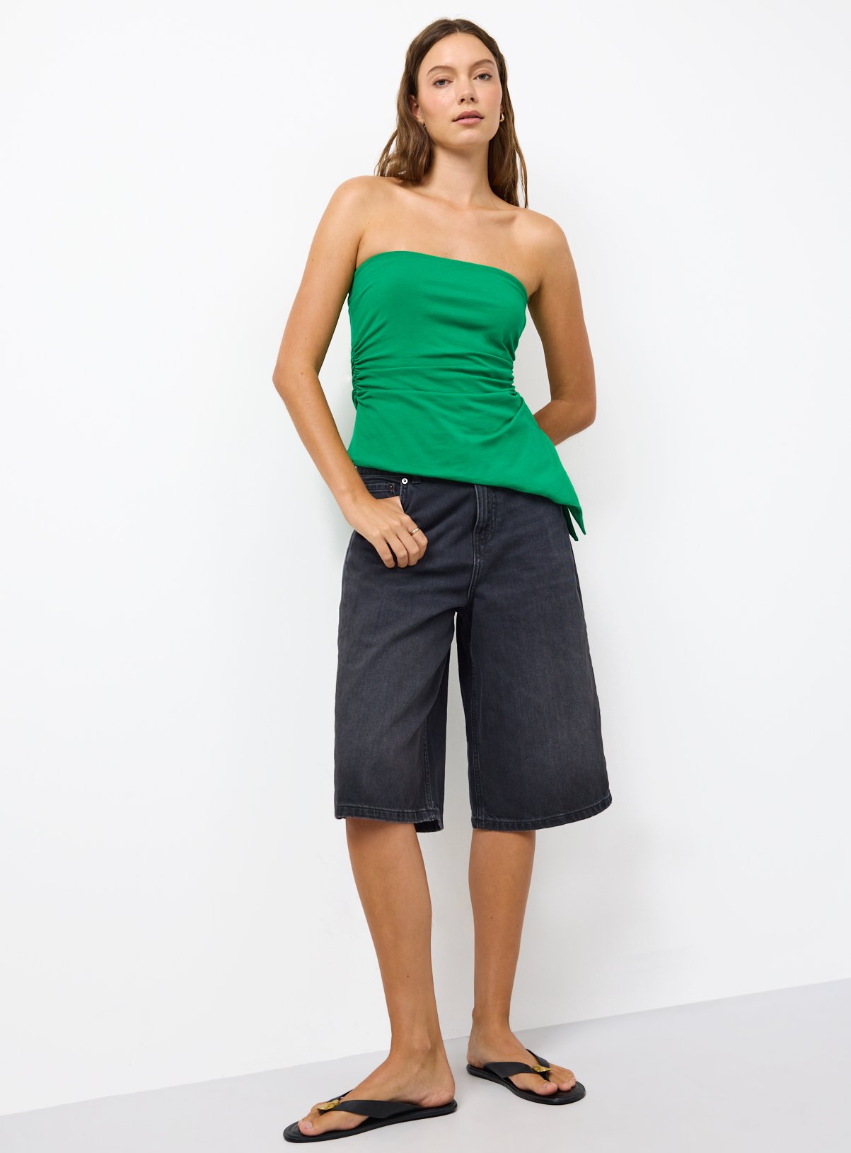 Green Asymmetric Double Lined Bandeau Top 18 - Image 2 thumbnail