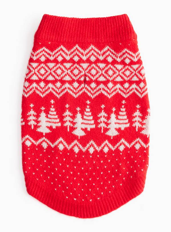 Red Fairisle Christmas Dog Jumper S