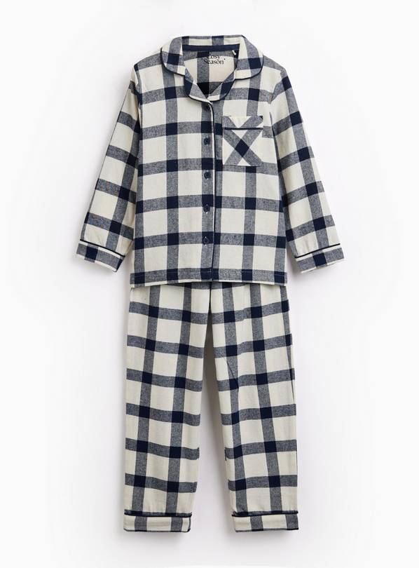 Family Matching Navy Check Traditional Pyjamas 6-7 years