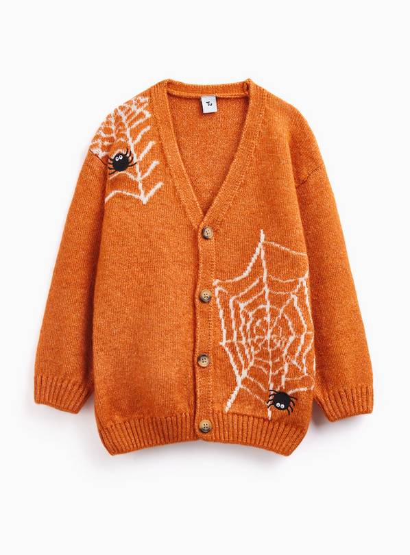 Halloween Orange Cobweb Cardigan 3-4 years