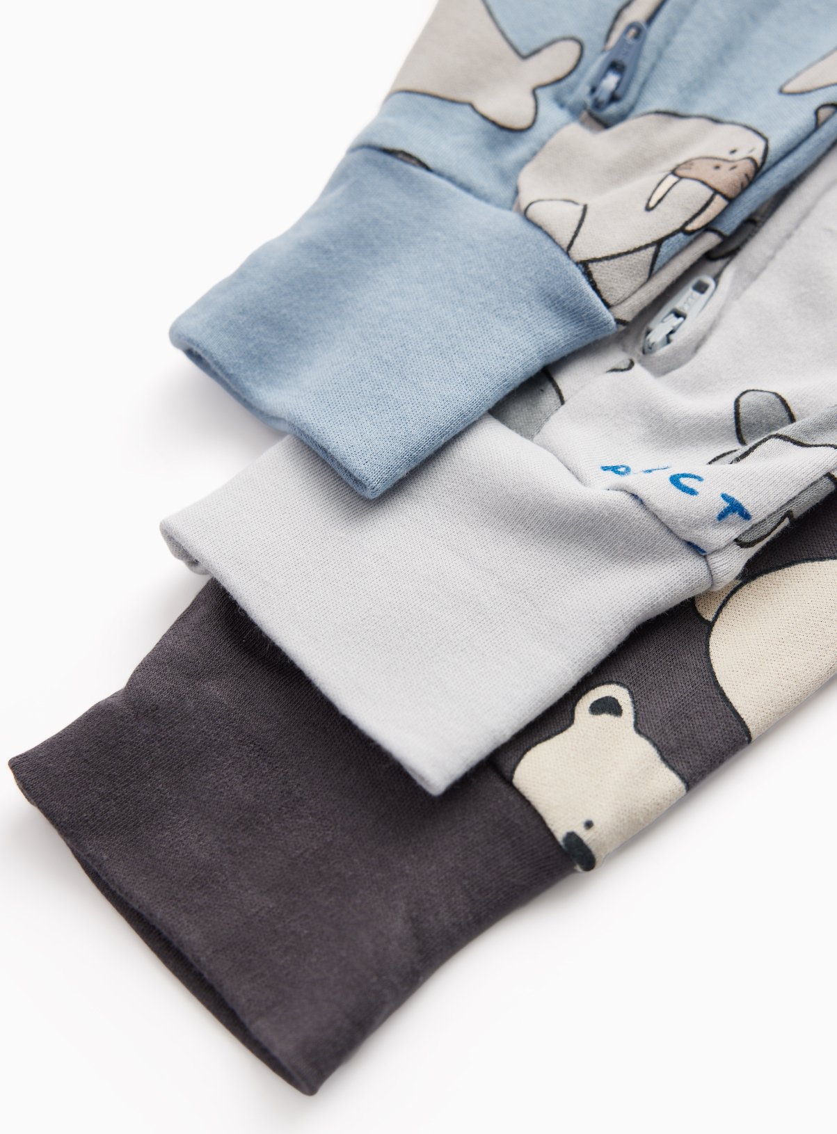 Blue & Grey Animal Print Sleepsuits 3-Pack Newborn - Image 2 thumbnail