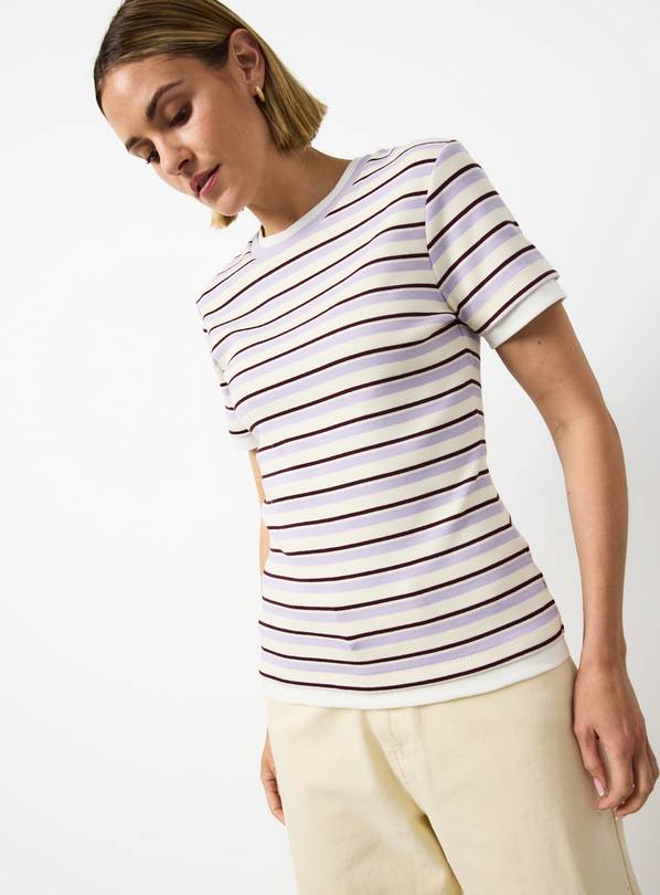 Lilac Striped Mock Layer Short Sleeve Top 16