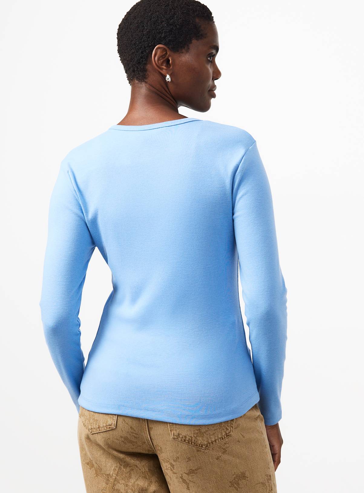 Blue Brushed Button-Up Slim Fit Top 12 - Image 3