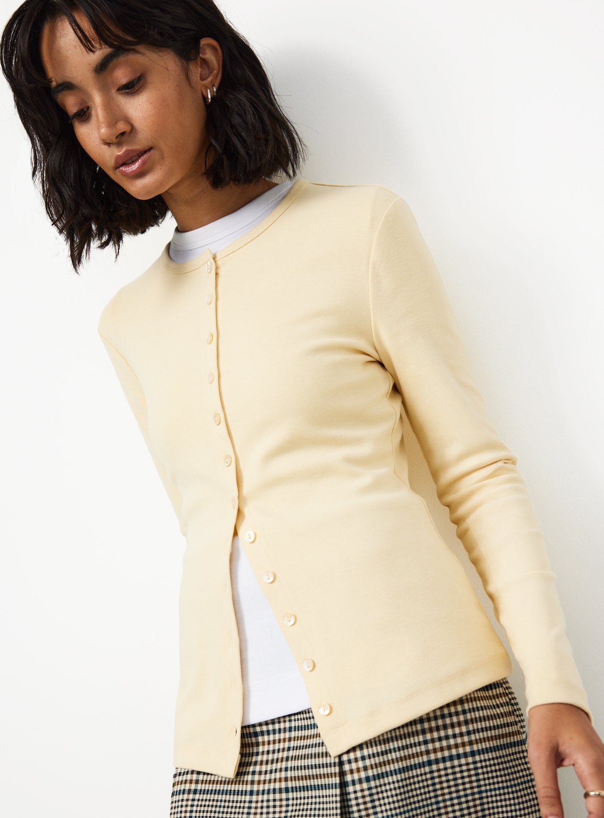 Yellow Brushed Button-Up Slim Fit Top 18 - Image 1 thumbnail