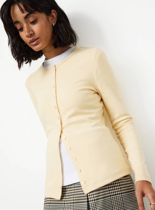 Yellow Brushed Button-Up Slim Fit Top 26